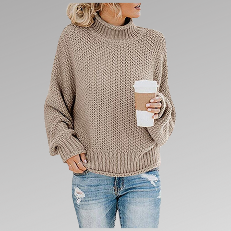 Women's Chunky Cable Knit Turtleneck Sweater — Relaxed Fit 9