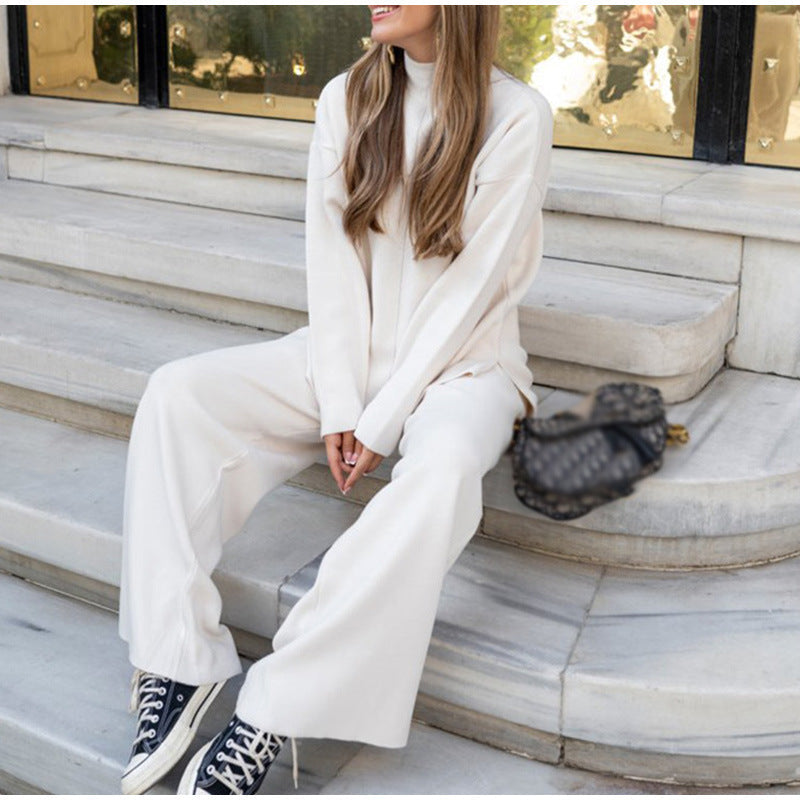 Women's Knit Two-Piece Set — Turtleneck & Wide Leg Trousers 8
