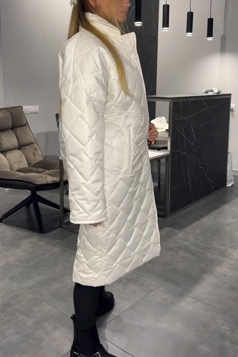 Women's Long Quilted Coat Reversible — Leopard Print 13