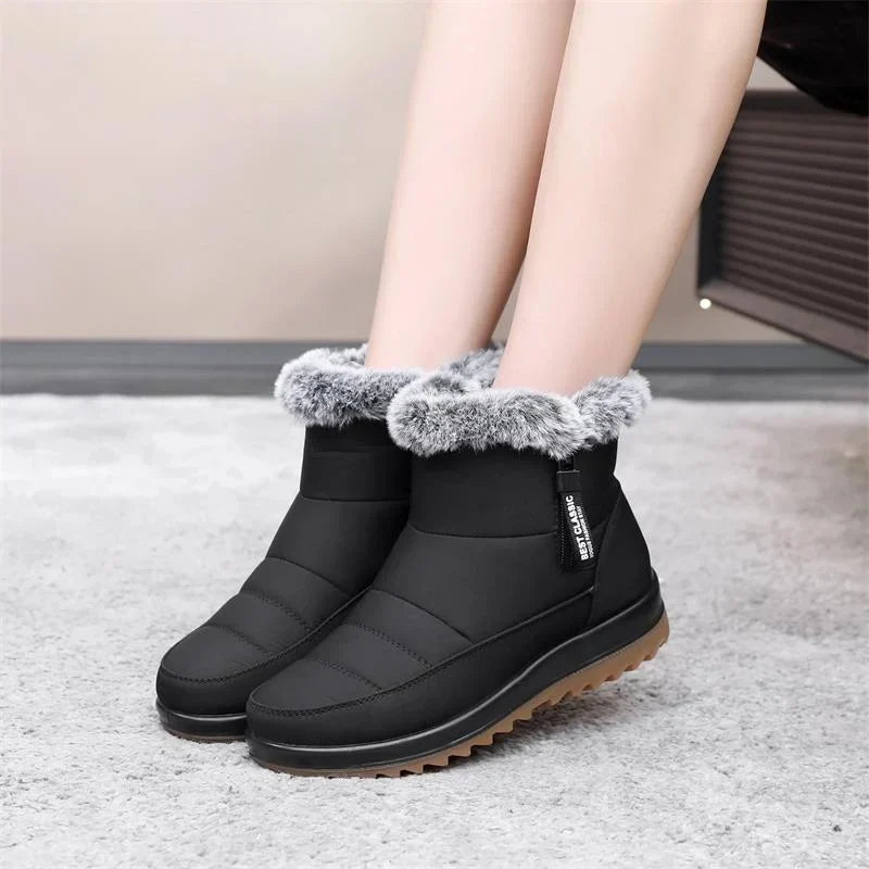 Women's Lined Winter Boots Slip-On — Waterproof Faux Fur 13