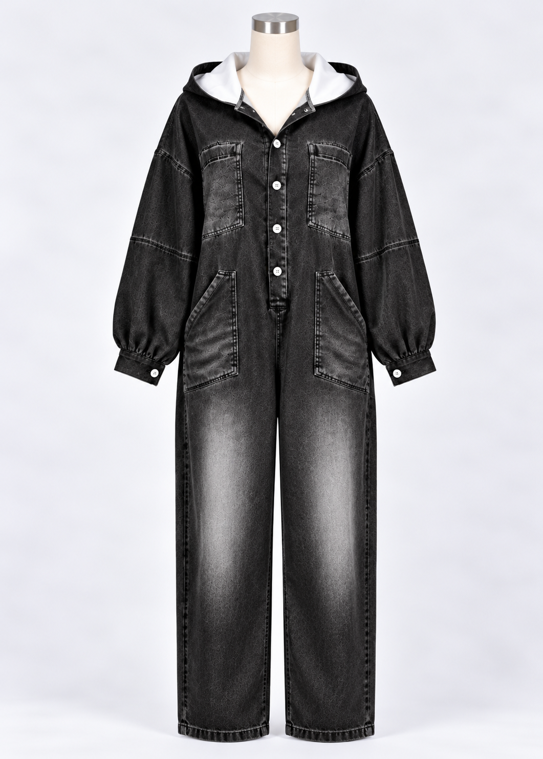 Jeans Jumpsuit Damen mit Kapuze — Denim Overall 6