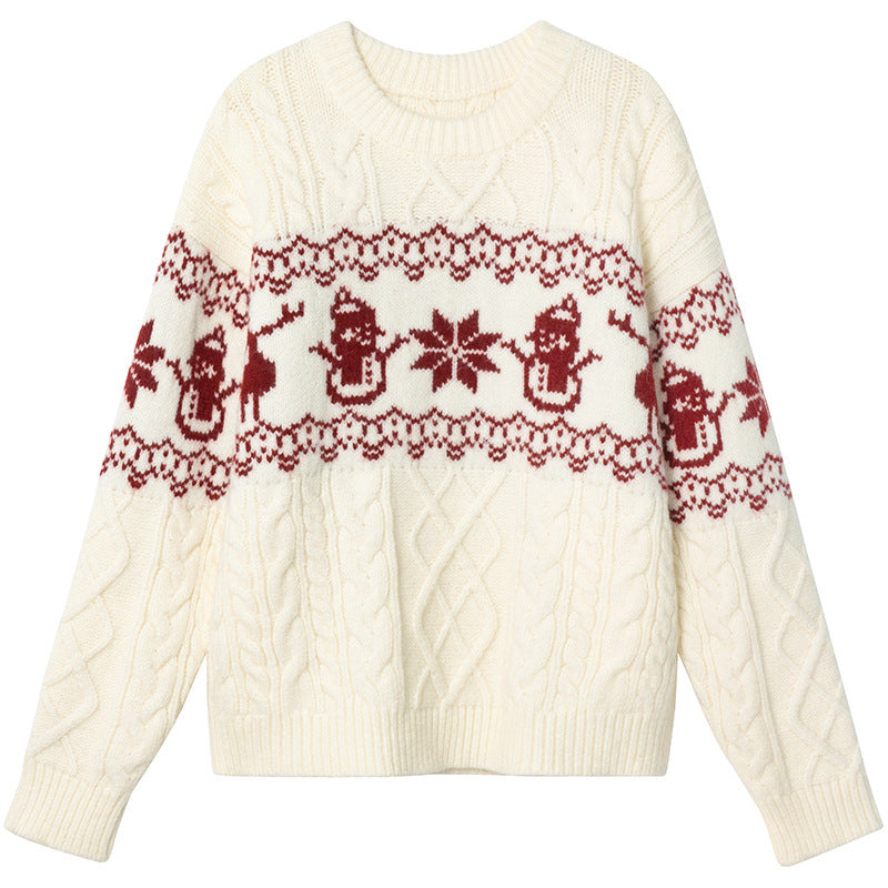 Weihnachtspullover Damen — Zopfmuster & Schneemann 7