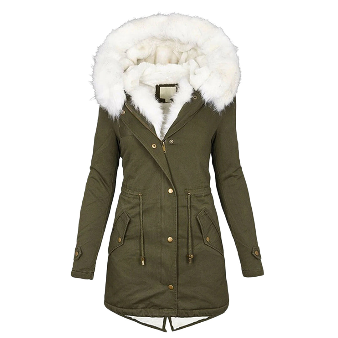 Winterparka Damen mit Kunstfell-Kapuze 13