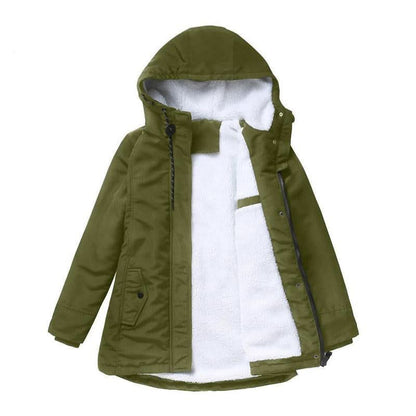Women's Sherpa-Lined Hooded Parka — Drawstring & Flap Pockets 4