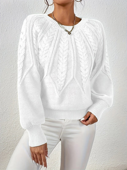 Women's Cable Knit Jumper with Balloon Sleeves — 11 Colors 12