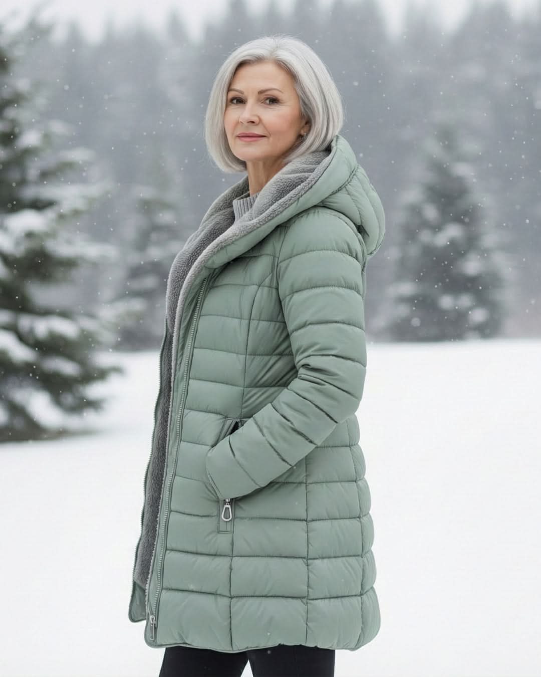 Women's Long Puffer Coat with Hood & Sherpa Lining 12