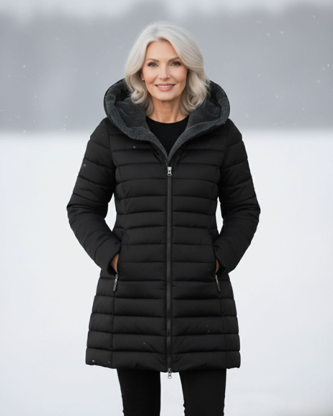Women's Long Puffer Coat with Hood & Sherpa Lining 6