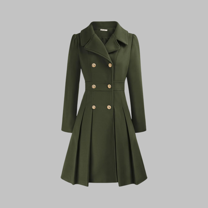 Women's Double Button Long Sleeve Coat — Elegant Classic Fit 12