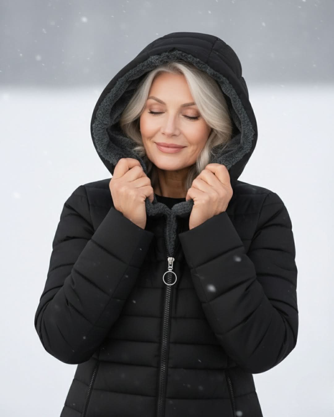 Women's Long Puffer Coat with Hood & Sherpa Lining 9