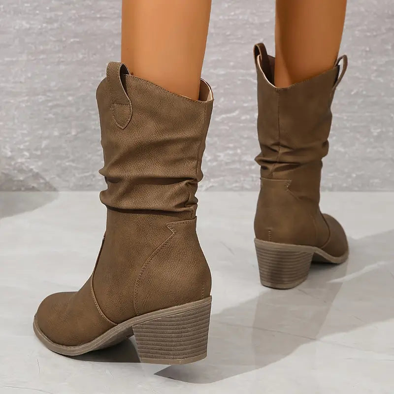 Women's Western Ankle Boots — Block Heel & Leather Build 3