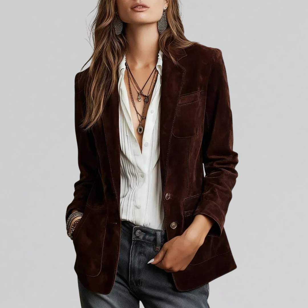 Women's Soft Suede-Touch Blazer — Tailored Relaxed Fit 3
