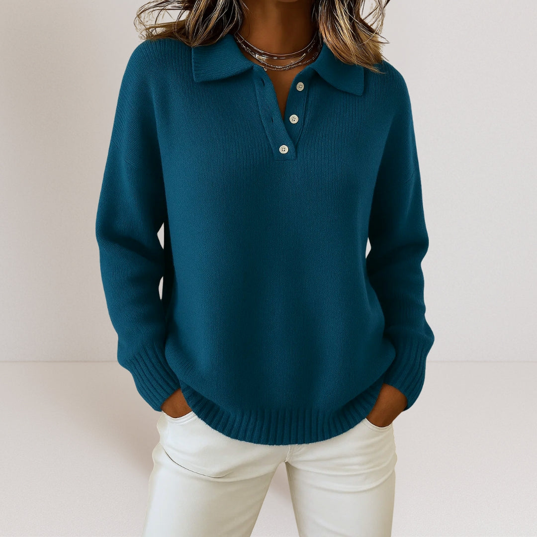 Soft Knit Sweater with Collar — Elegant Women's Pullover 2