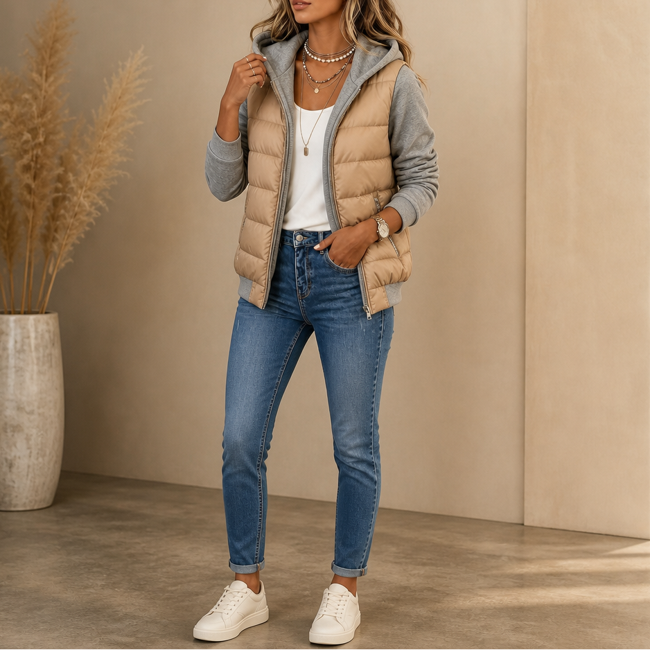 Women's Puffer Jacket with Knit Sleeves — Warm & Stylish 5
