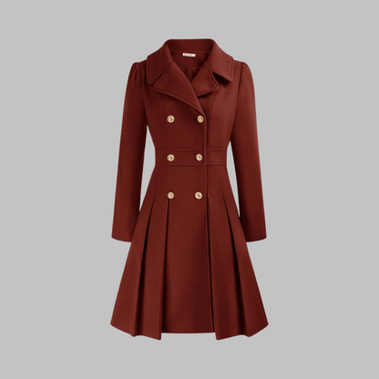 Women's Double Button Long Sleeve Coat — Elegant Classic Fit 1