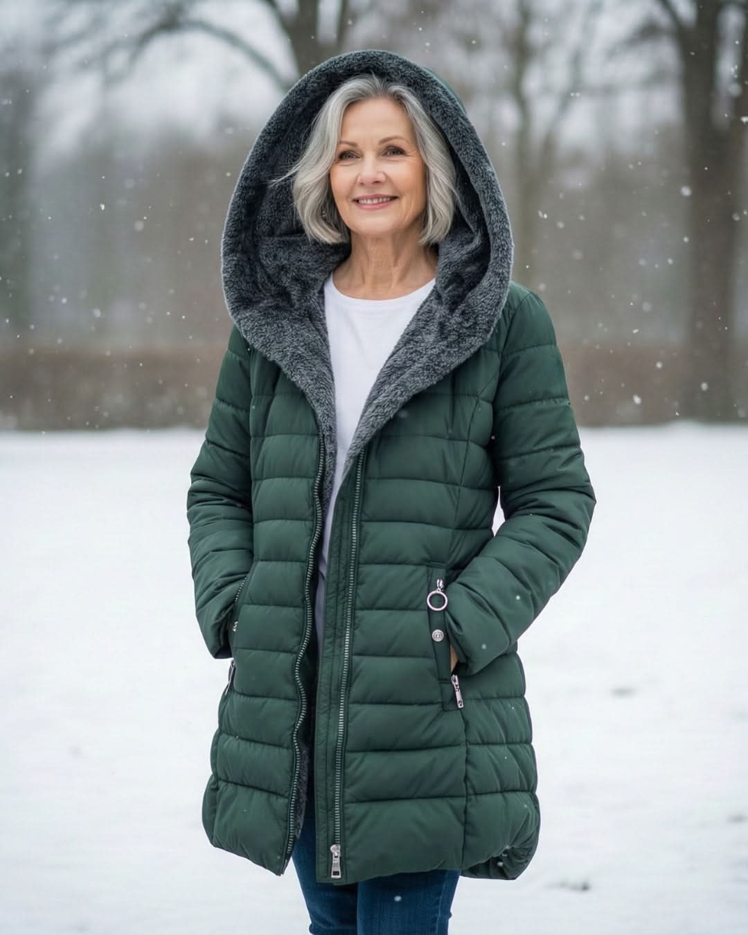 Women's Long Puffer Coat with Hood & Sherpa Lining 2