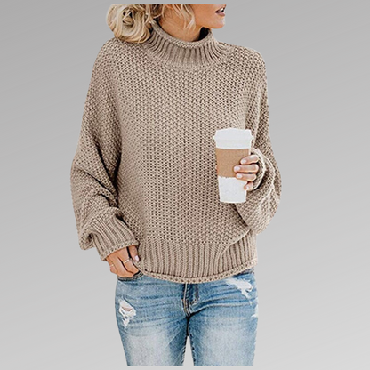 Women's Chunky Cable Knit Turtleneck Sweater — Relaxed Fit 9