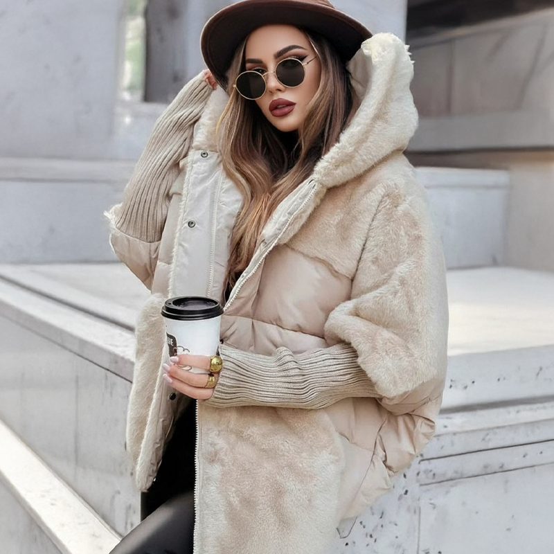 Oversized Women's Puffer Jacket with Faux Fur Hood — S to 3XL 4