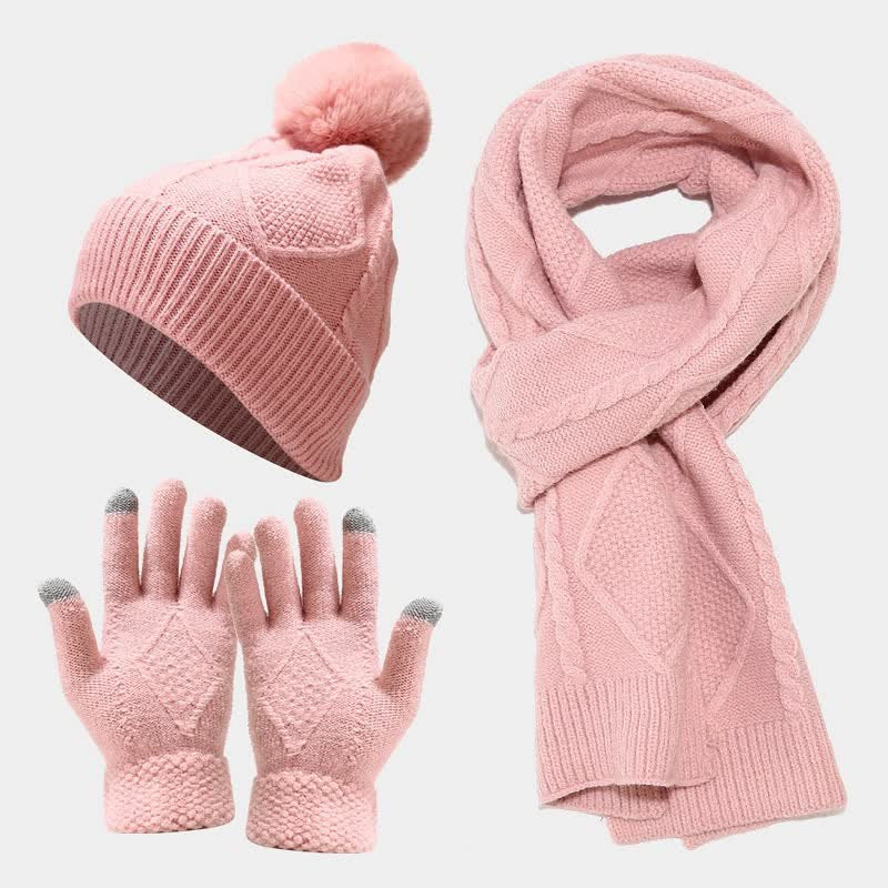 3-Piece Winter Set — Scarf, Hat & Touchscreen Gloves for Women 13