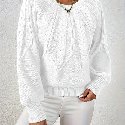 Women's Cable Knit Jumper with Balloon Sleeves — 11 Colors 4