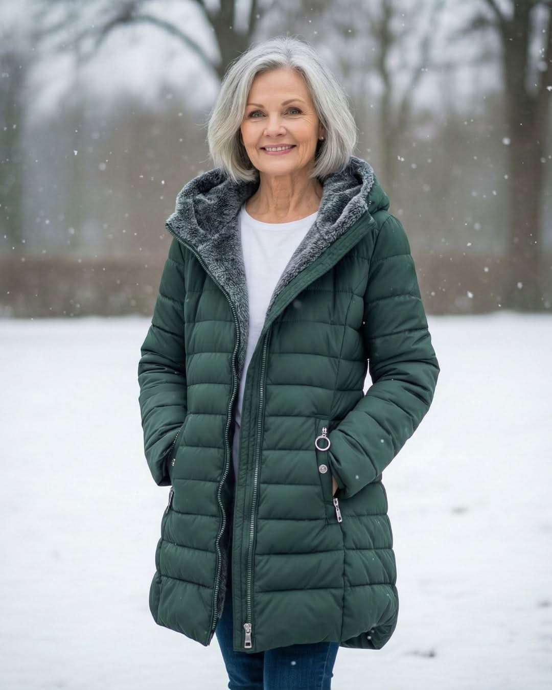 Women's Long Puffer Coat with Hood & Sherpa Lining 1