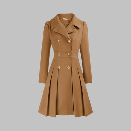 Women's Double Button Long Sleeve Coat — Elegant Classic Fit 2