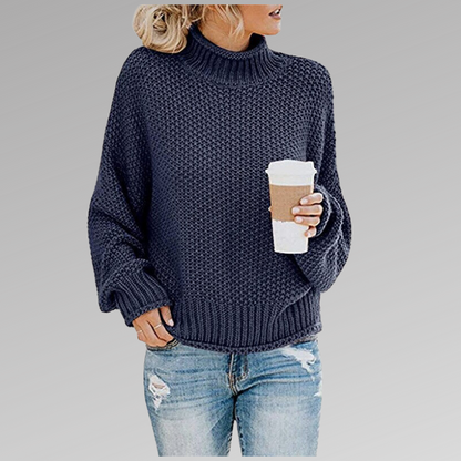 Women's Chunky Cable Knit Turtleneck Sweater — Relaxed Fit 7