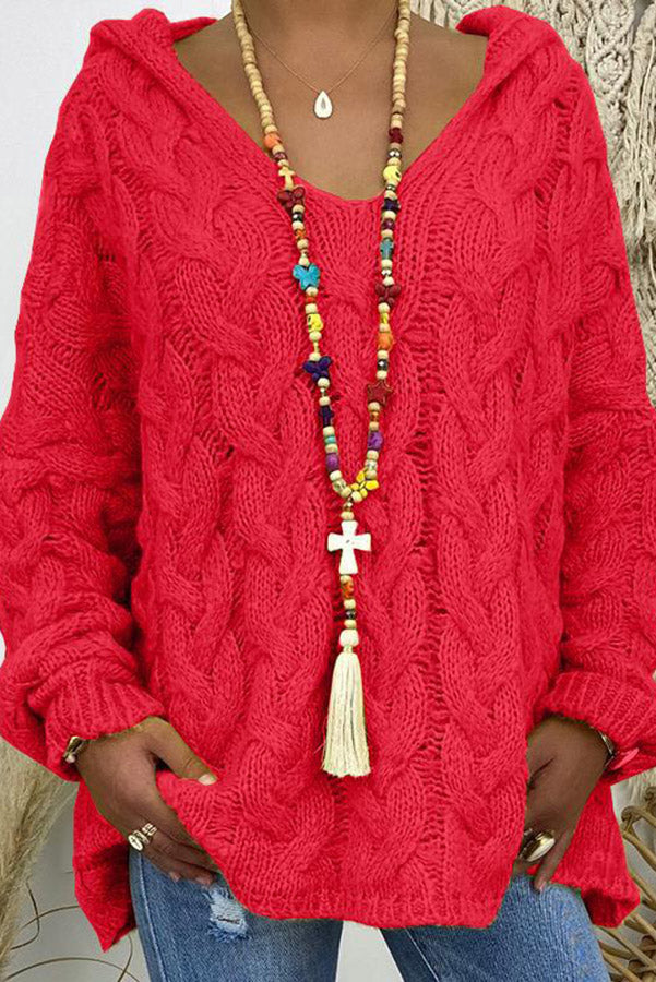 Cable Knit Hooded Pullover Sweater — Oversized Loose Fit 13