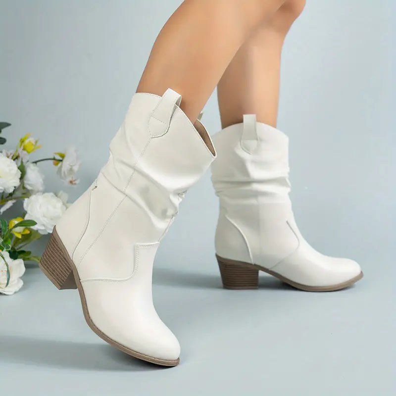 Women's Western Ankle Boots — Block Heel & Leather Build 4