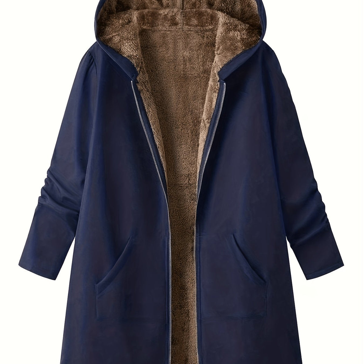 Women's Hooded Longline Coat — Cozy Plush-Lined Winter Coat 18