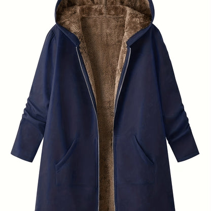 Women's Hooded Longline Coat — Cozy Plush-Lined Winter Coat 18