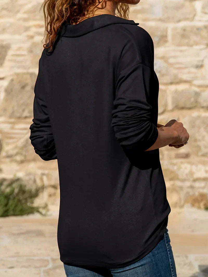 Women's Half-Zip Pullover with Polo Collar — Melange Knit 4