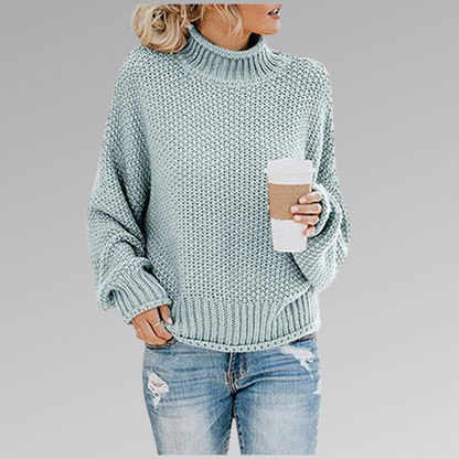 Women's Chunky Cable Knit Turtleneck Sweater — Relaxed Fit 6