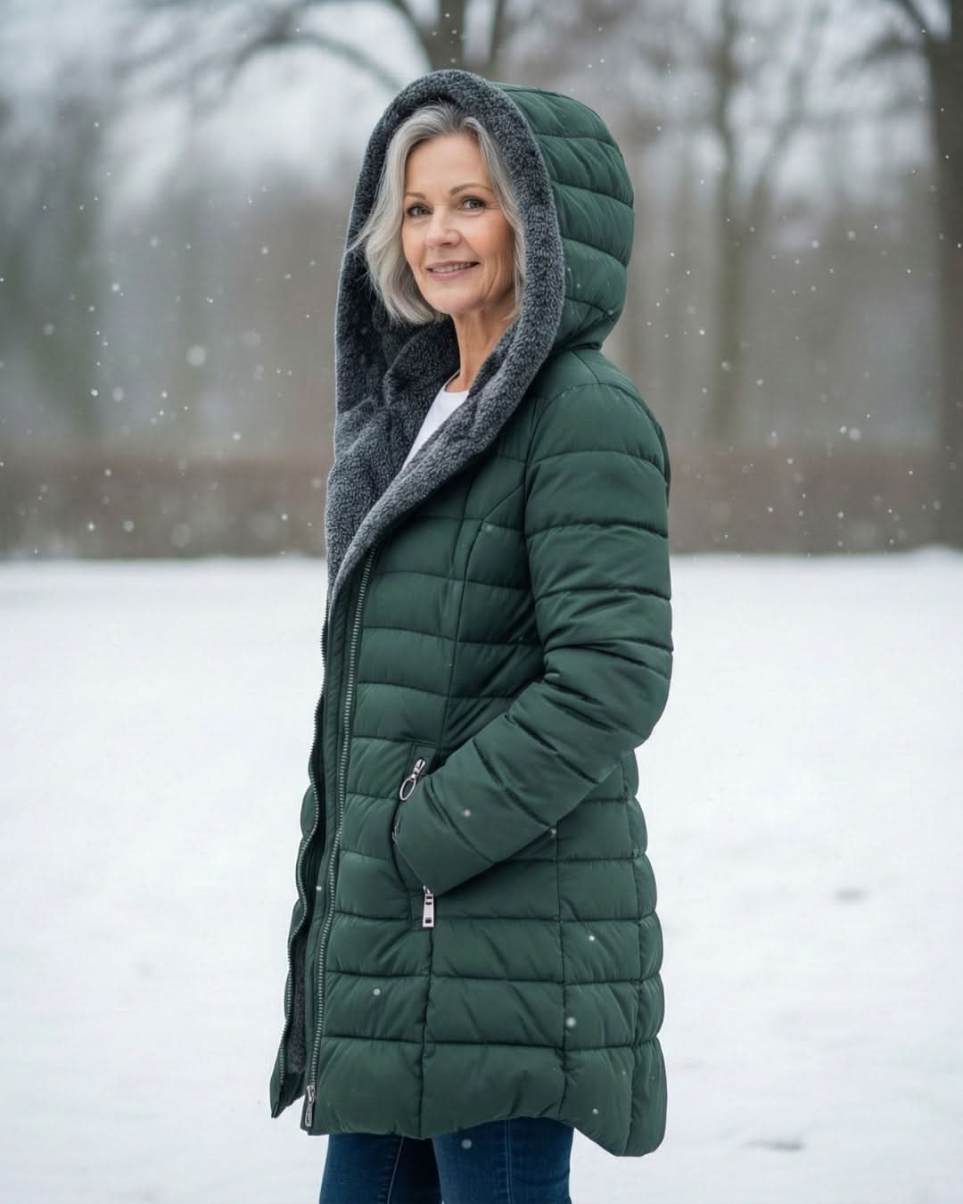 Women's Long Puffer Coat with Hood & Sherpa Lining 3