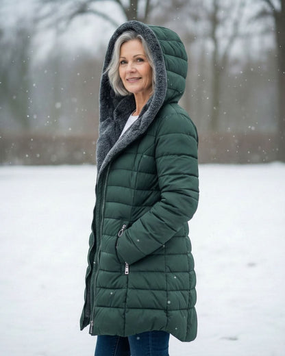 Women's Long Puffer Coat with Hood & Sherpa Lining 3