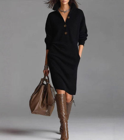 Knit Midi Sweater Dress Women — Long Sleeve Winter Dress 2