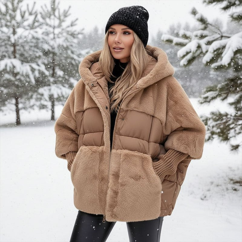 Oversized Women's Puffer Jacket with Faux Fur Hood — S to 3XL 1