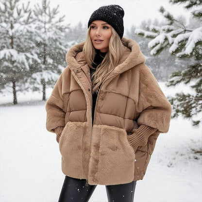 Oversized Women's Puffer Jacket with Faux Fur Hood — S to 3XL 1