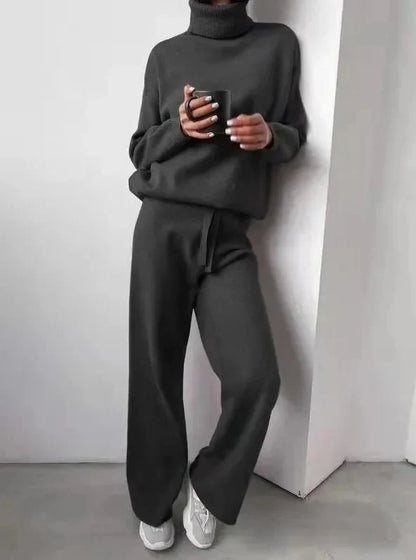 Women's Knit Two-Piece Set with Roll Neck — Cozy Loungewear 3