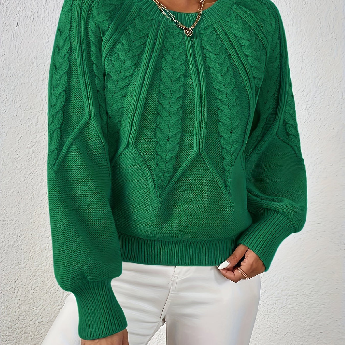 Women's Cable Knit Jumper with Balloon Sleeves — 11 Colors 5