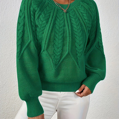 Women's Cable Knit Jumper with Balloon Sleeves — 11 Colors 5