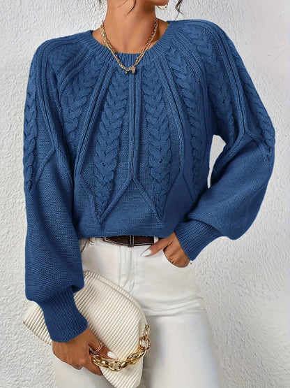 Women's Cable Knit Jumper with Balloon Sleeves — 11 Colors 19