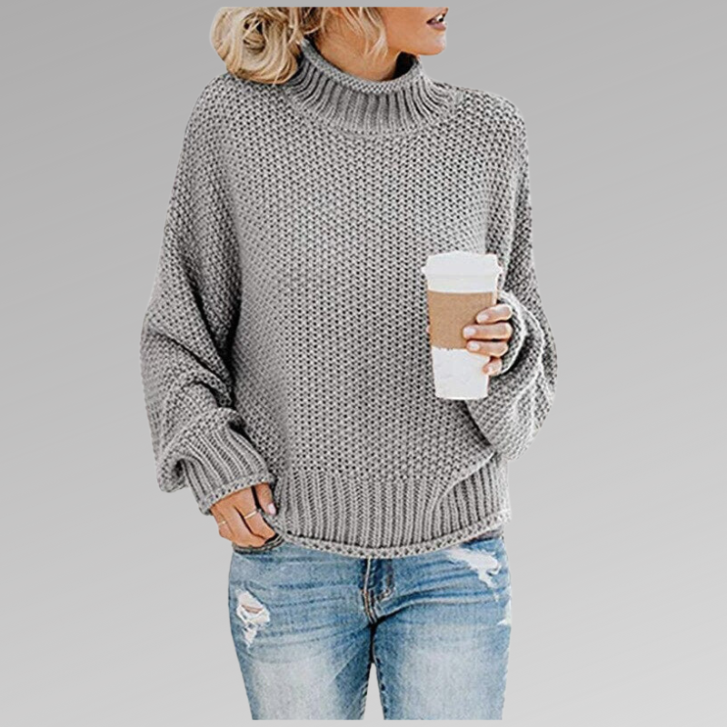 Women's Chunky Cable Knit Turtleneck Sweater — Relaxed Fit 5