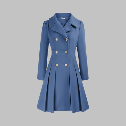 Women's Double Button Long Sleeve Coat — Elegant Classic Fit 4
