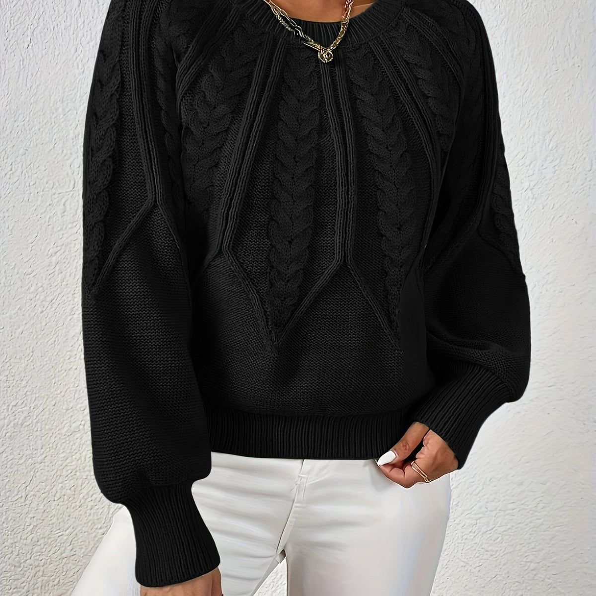 Women's Cable Knit Jumper with Balloon Sleeves — 11 Colors 7