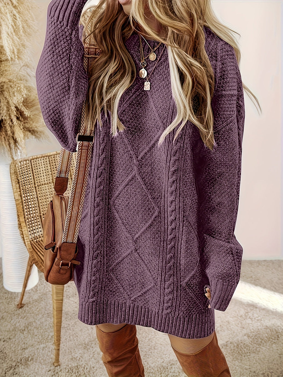 Helene Cable-Knit Sweater Dress — Cozy & Elegant 4