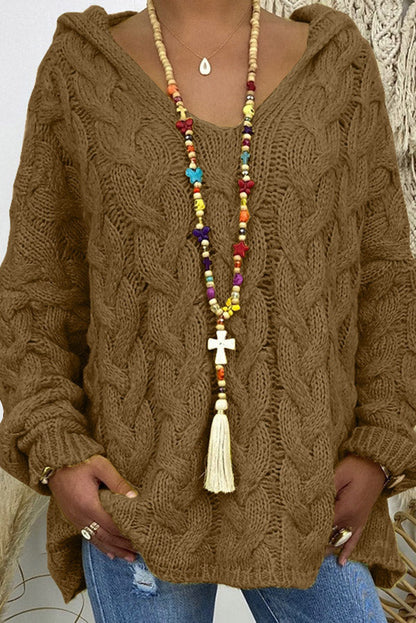 Cable Knit Hooded Pullover Sweater — Oversized Loose Fit 7