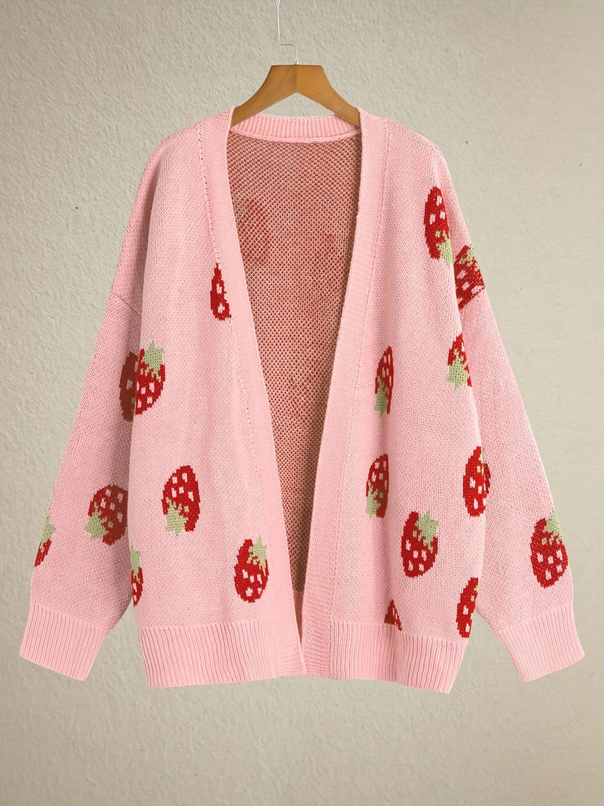Women's Strawberry Knit Cardigan — Oversized Button Front 6