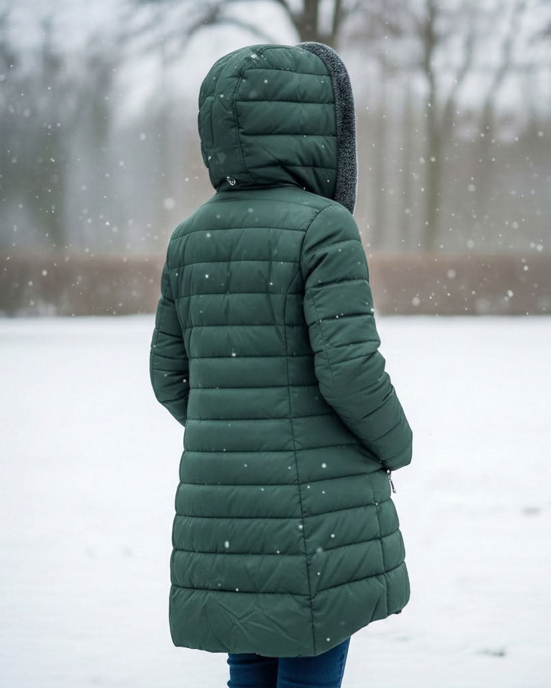 Women's Long Puffer Coat with Hood & Sherpa Lining 4