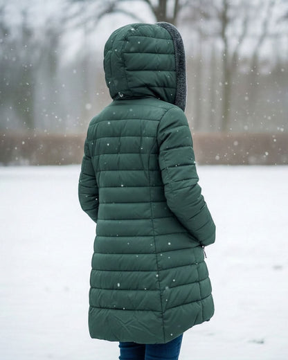 Women's Long Puffer Coat with Hood & Sherpa Lining 4