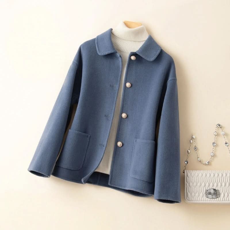 Pure Cashmere Short Coat Women — Elegant Doll Collar 4